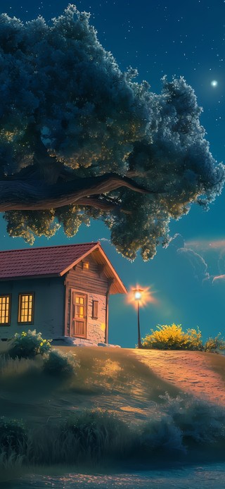 夜晚星空小屋