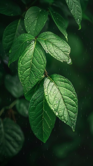 雨中树叶