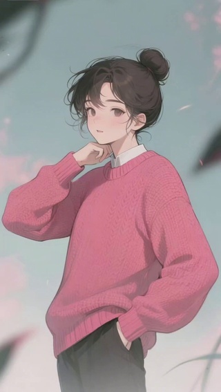 粉色毛衣