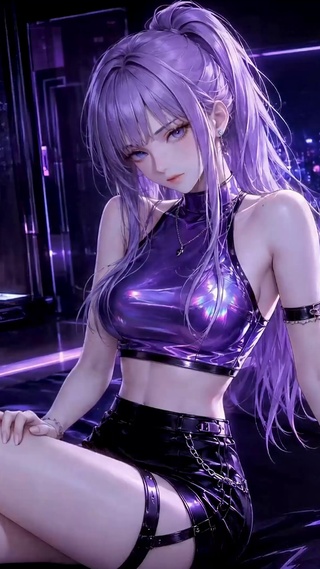 紫发赛博朋克美少女