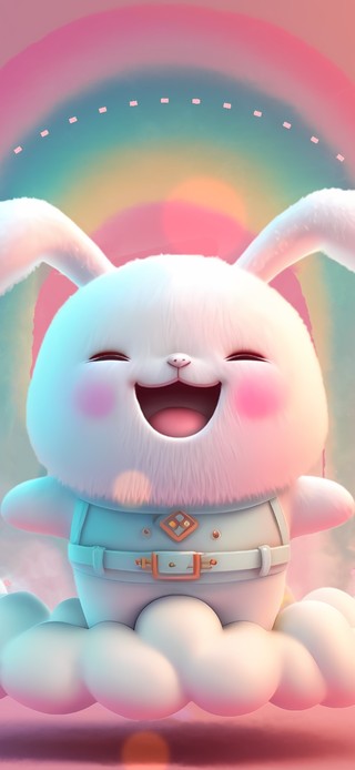 开怀大笑的彩虹兔