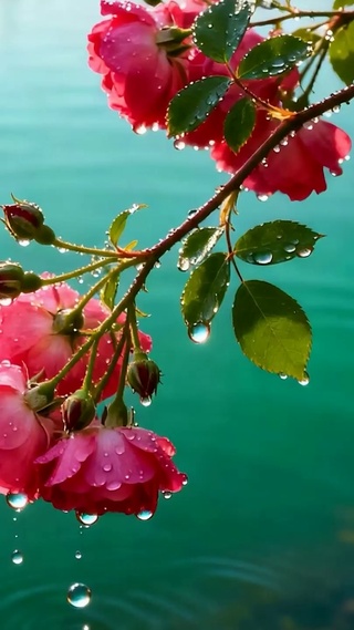 护眼花树枝海景