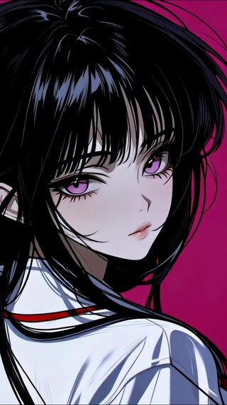 紫眸黑发酷感动漫少女