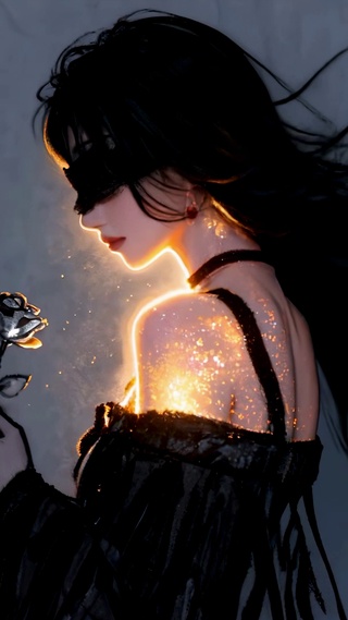 暗调侧影蒙眼少女