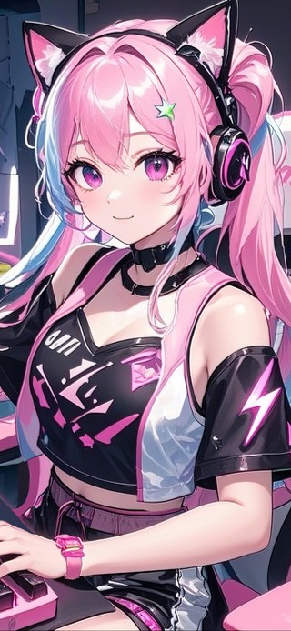 粉色可爱电竞少女