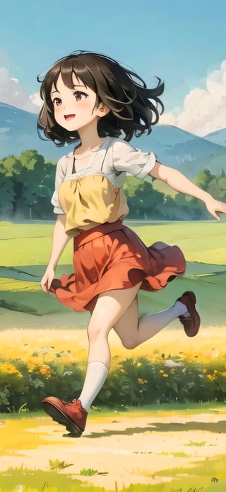 奔跑的可爱小女孩
