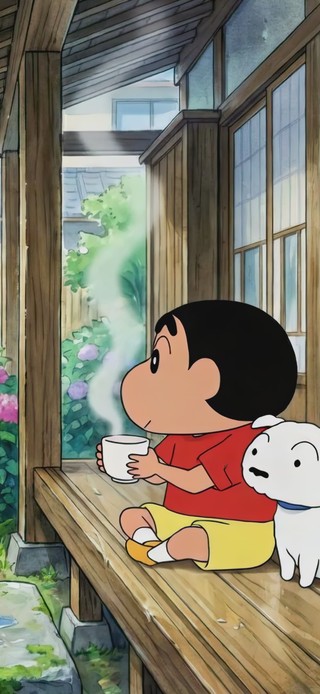 庭院里的雨天小新