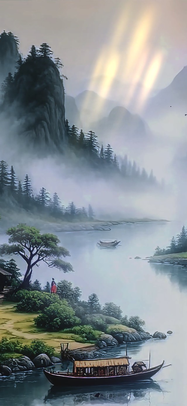 古风水墨山水AI壁纸