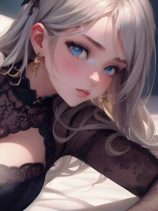 单肘斜靠美女