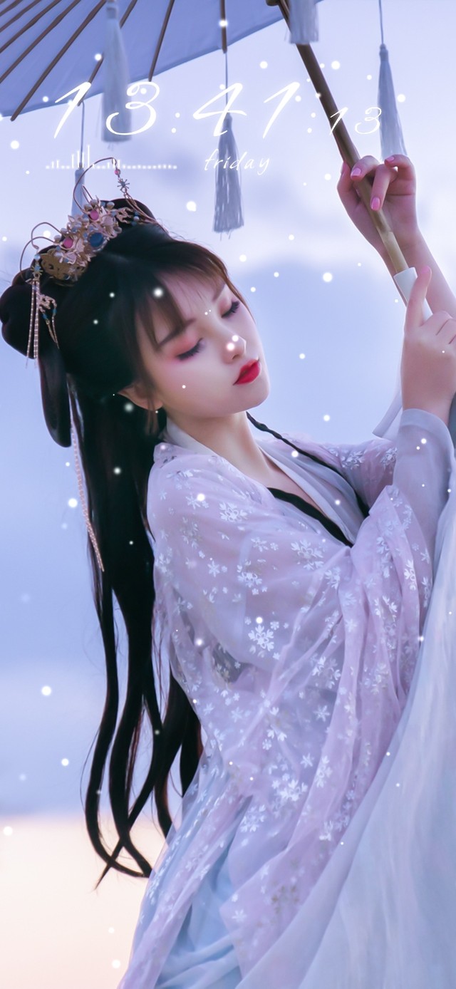 4K雪中美女