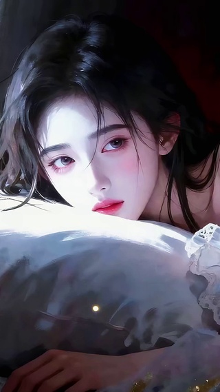窗曦慵懒少女