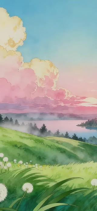 唯美的草原蒲公英