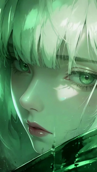 朦胧雨夜窗外少女