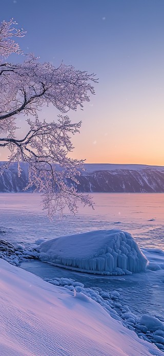 火山岛冬日雪景