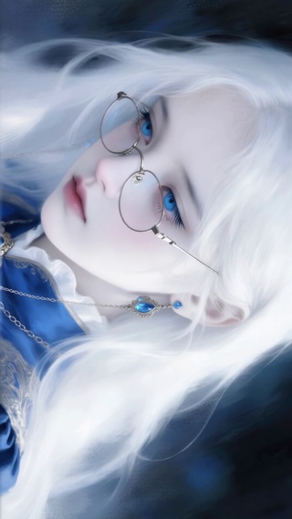 银发蓝眸二次元美少女