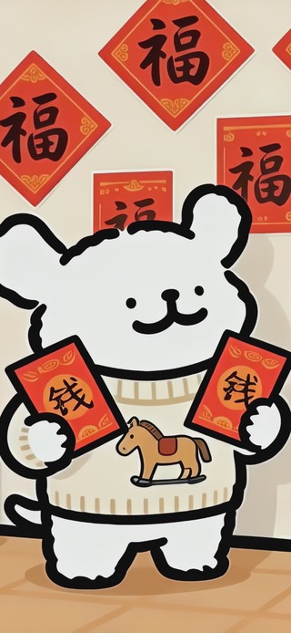 过年喽！可爱线条小狗