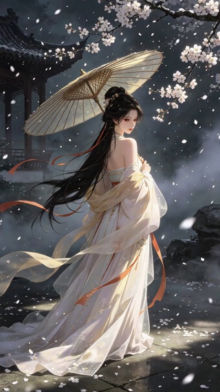 古风落花美女壁纸