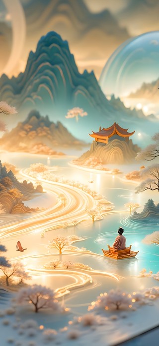 鎏金山水画
