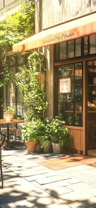 夏日绿植街角商铺