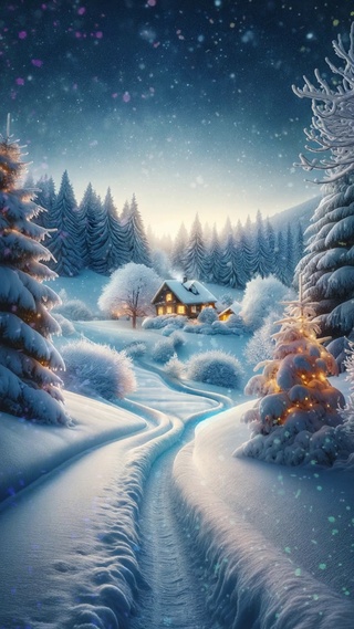 大雪纷飞的温暖小屋