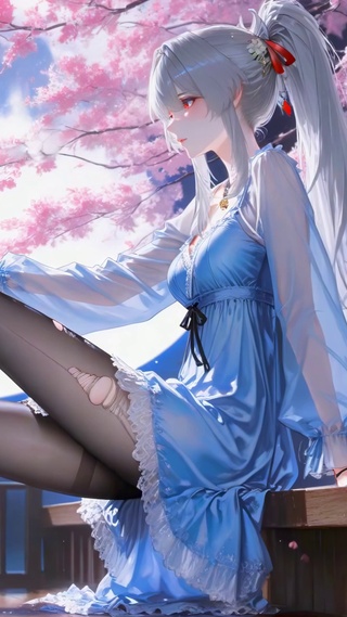 满月下樱花的少女绯雪