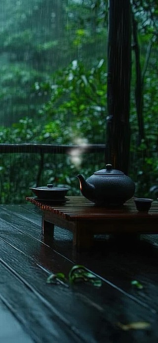 森林茶座雨