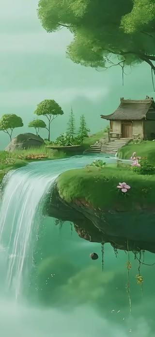 灵境悬岛飞瀑