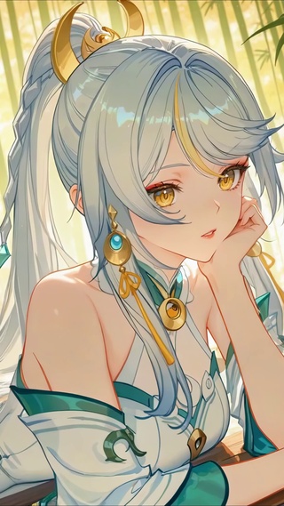 溪涧竹林美少女-兹白