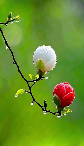 清晨的花鸟