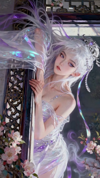 古风银发白衣绝美女神