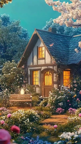 护眼花草树木房屋