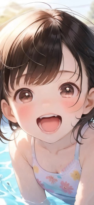 泳池戏水女孩