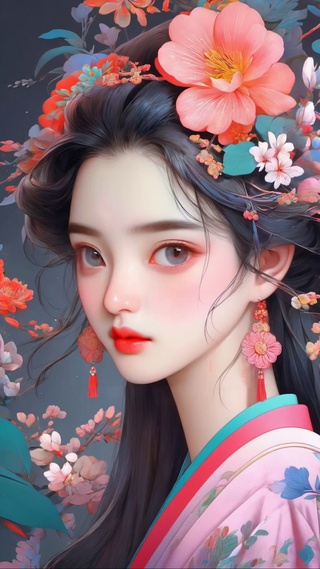 国风水彩美人