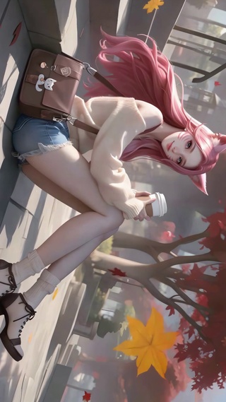 狐耳毛衣秋枫少女