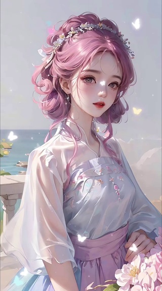 粉发古风美少女