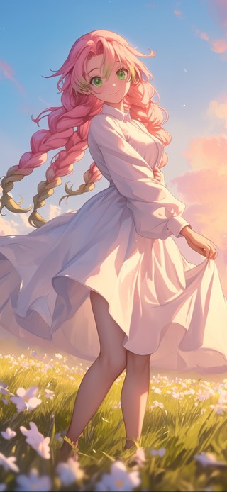 唯美草原雏菊少女