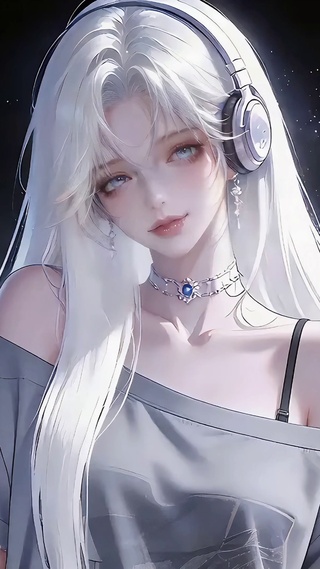 星河耳机白发少女
