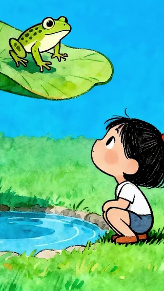 夏天女孩与青蛙