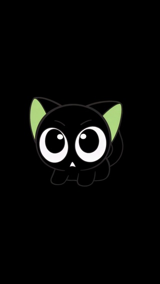 呆萌卡通小黑猫
