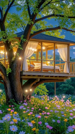 夏夜林间的萤火小屋