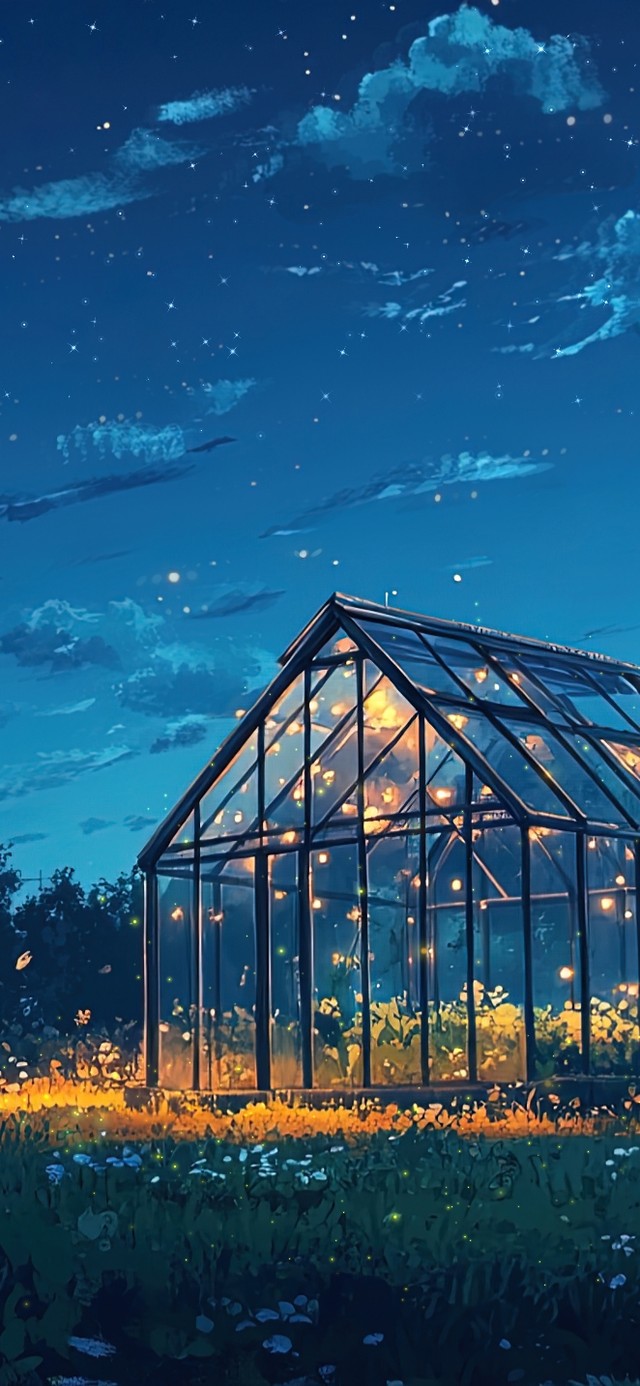 星空下的萤火玻璃小屋