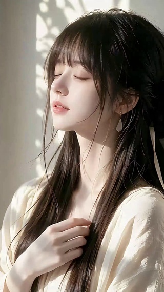 窗边治愈光影少女