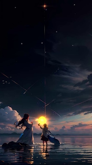 夕阳星空流星