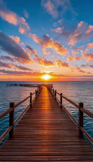 栈桥夕阳余晖