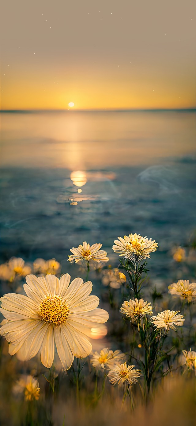 夕阳下的雏菊