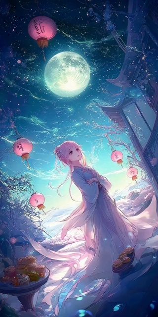 灯笼伴月