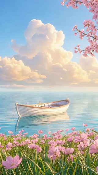 樱花下的海