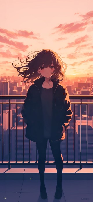 夕阳天台少女