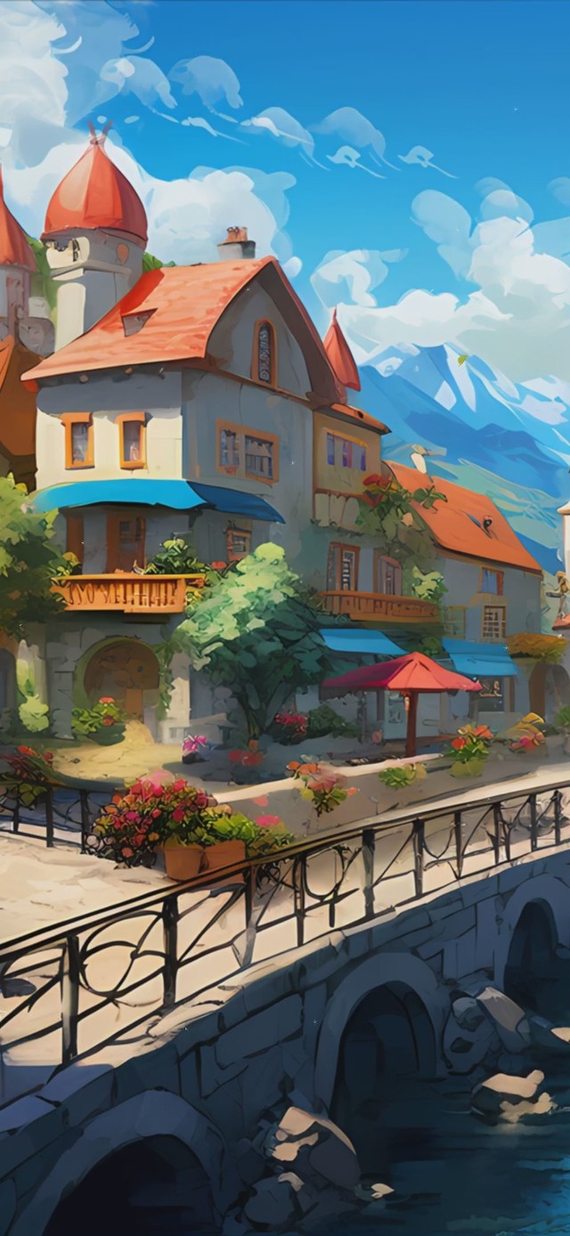 护眼树木城堡景色