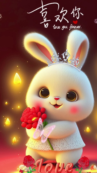 浪漫情人节快乐兔子
